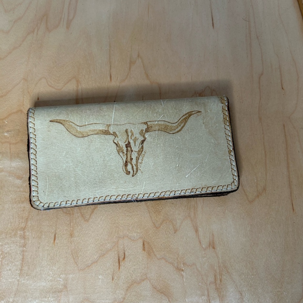 longhorn western leather wallet